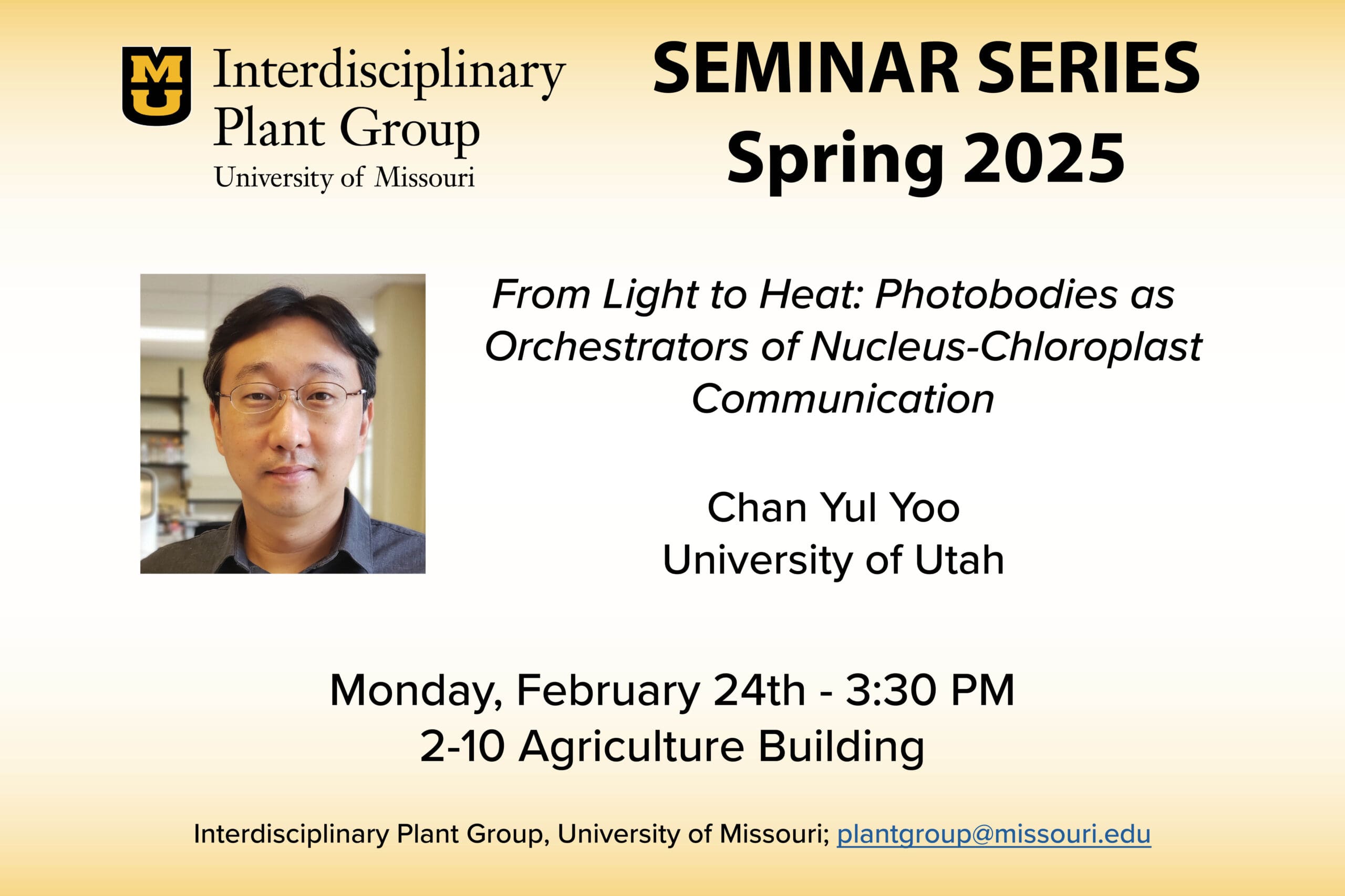 Flyer for Chan Yul Yoo seminar.